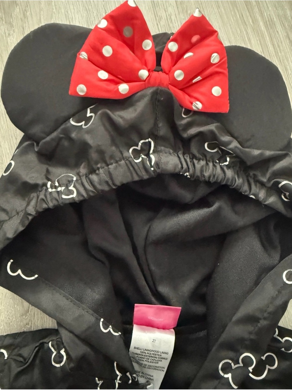 Disney Black Minnie Mouse Hooded Raincoat with Red Bow - Picture 4 of 6